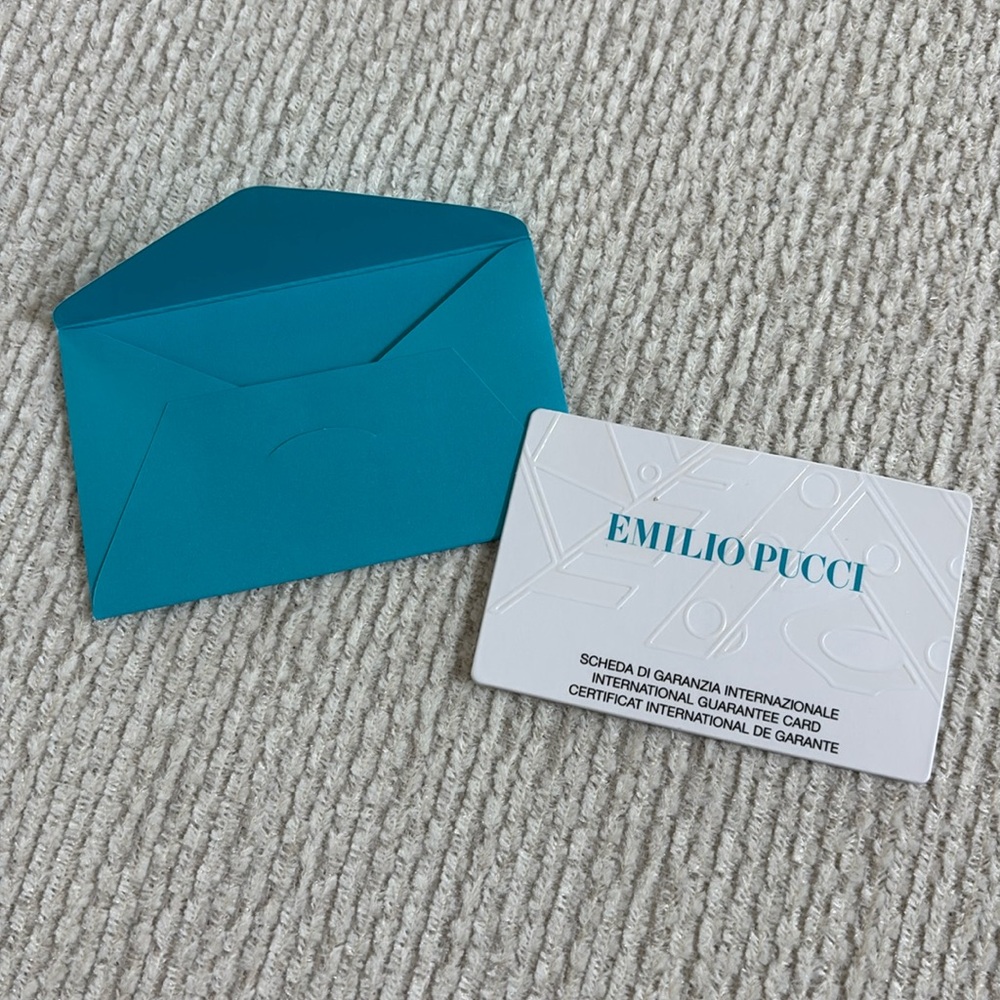 Emilio pucci authenticity card with envelope